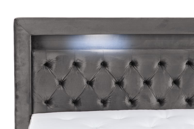 Francisco Sängpaket 160x200 med Lyftförvaring LED-belysning - Mörkgrå - Komplett sängpaket - Sängar med förvaring