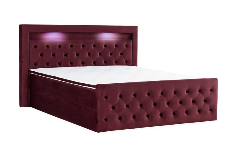 Francisco Sängpaket 160x200 med Lyftförvaring LED-belysning - Röd - Komplett sängpaket - Sängar med förvaring