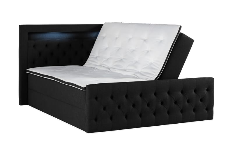 Francisco Sängpaket 160x200 med Lyftförvaring LED-belysning - Svart - Komplett sängpaket - Sängar med förvaring