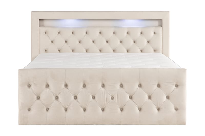 Francisco Sängpaket 180x200 med Lådförvaring LED-belysning - Beige - Sängar med förvaring - Komplett sängpaket