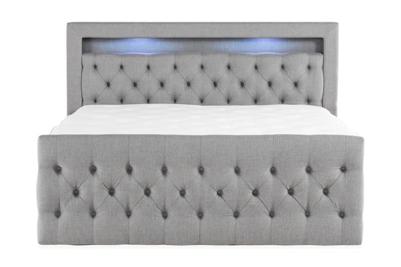 Francisco Sängpaket 180x200 med Lådförvaring LED-belysning - Grå - Sängar med förvaring - Komplett sängpaket