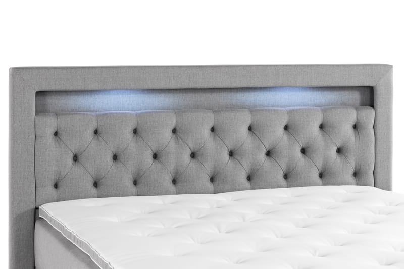 Francisco Sängpaket 180x200 med Lyftförvaring LED-belysning - Grå - Komplett sängpaket - Sängar med förvaring
