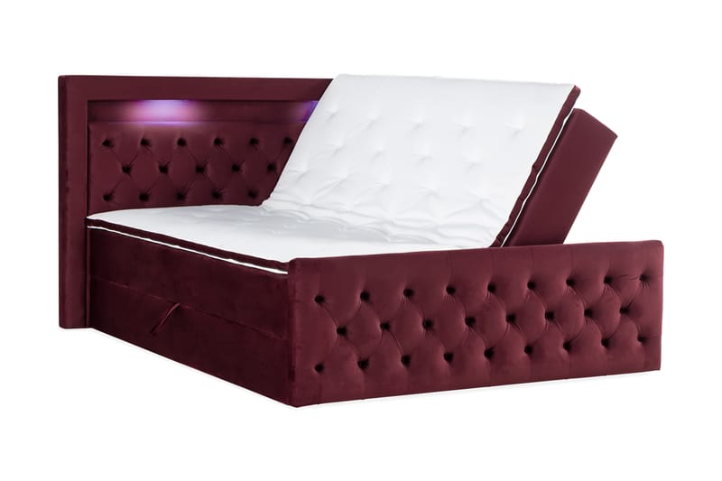 Francisco Sängpaket 180x200 med Lyftförvaring LED-belysning - Röd - Sängar med förvaring - Komplett sängpaket
