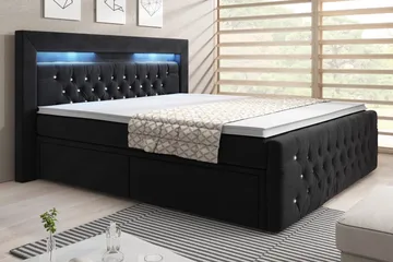 Franco Crystal Sängpaket 160x200 LED-belysning - Svart/Sammet - Möbler - Säng - Sängar med förvaring