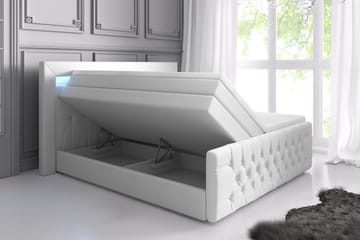 Franco Lyx Sängpaket 140x200LED-belysning - Vit/Konstläder - Möbler - Säng - Sängar med förvaring