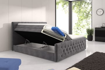 Franco Lyx Sängpaket 160x200LED-belysning - Grå/Sammet - Möbler - Säng - Sängar med förvaring