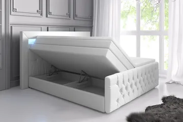 Franco Lyx Sängpaket 180x200LED-belysning - Vit/Konstläder - Möbler - Säng - Sängar med förvaring