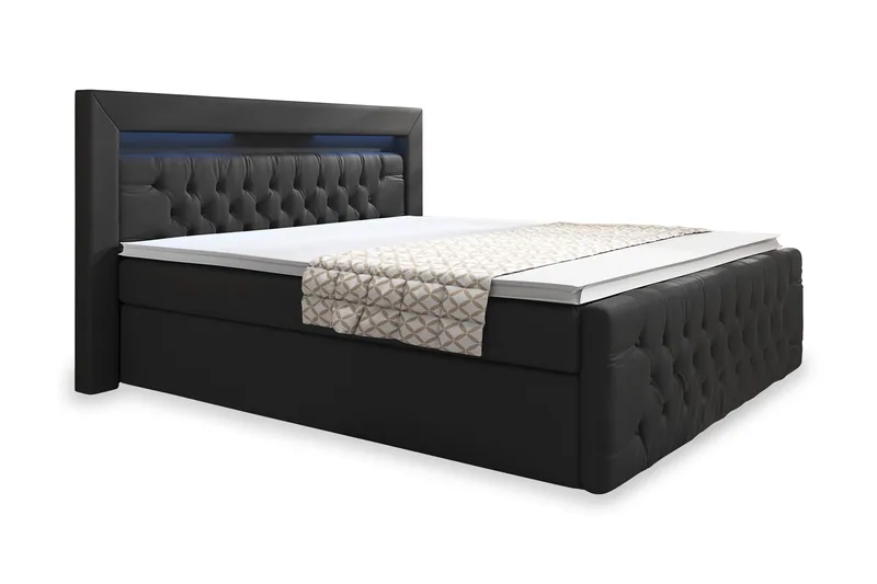 Franco Sängpaket med förvaring LED-belysning 140x200 cm - 140x200 Svart (+Fler val) - Möbler - Säng - Sängar med förvaring