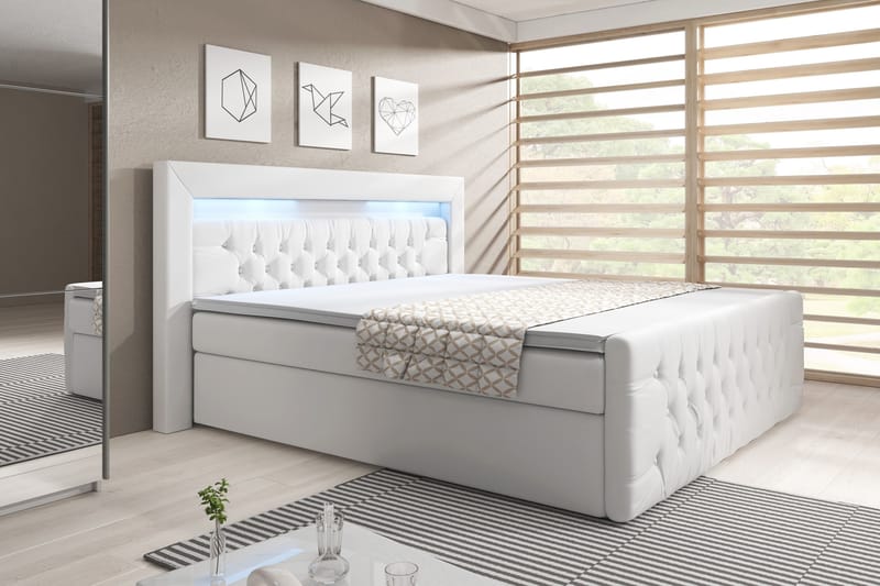 Franco Sängpaket med förvaring LED-belysning 140x200 cm - 140x200 Vit (+Fler val) - Möbler - Säng - Sängar med förvaring