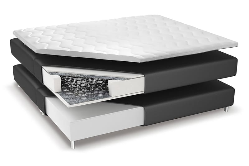 Franco Sängpaket med förvaring LED-belysning 180x200 cm - 180x200 Grå (+Fler val) - Komplett sängpaket - Sängar med förvaring