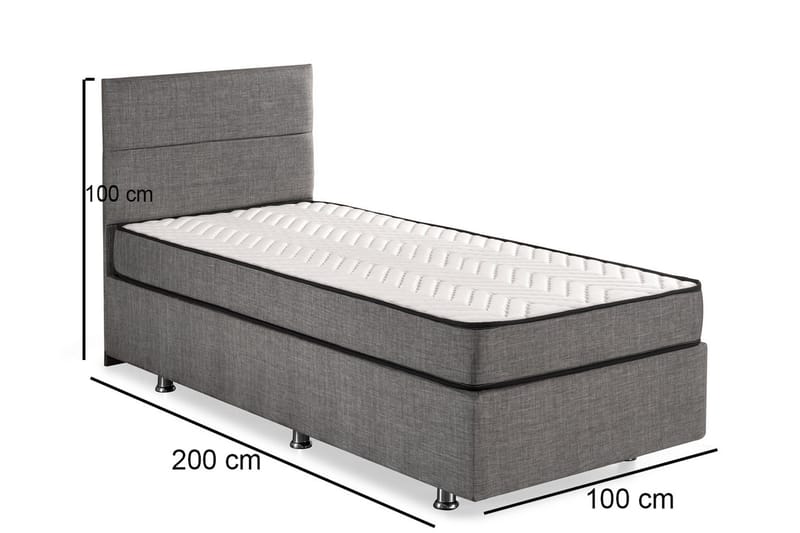 Froknial Förvaringssäng 100x200 cm - Grå - Sängar med förvaring - Enkelsäng med förvaring