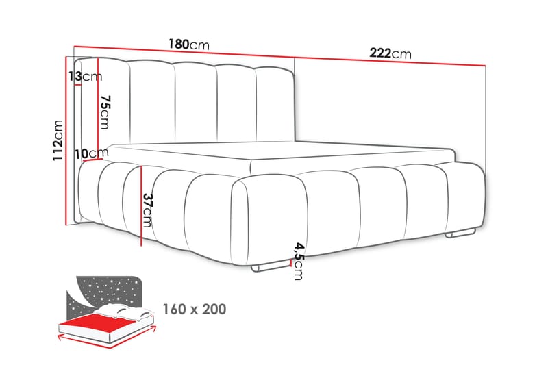 Gioia Förvaringssäng 160x200 cm - Svart - Möbler - Säng - Sängar med förvaring