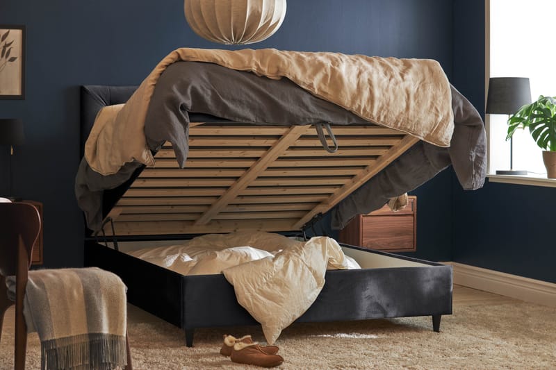 Happy Plus Sängpaket Förvaringssäng 140x200 cm  - Mörkgrå - Komplett sängpaket - Sängar med förvaring