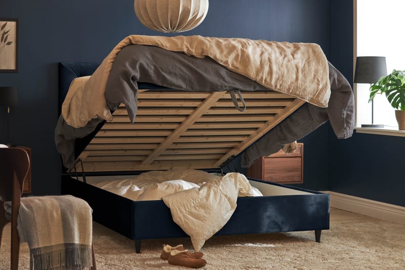 Happy Plus Sängpaket Förvaringssäng 140x200 cm  - Mörkblå - Sängar med förvaring