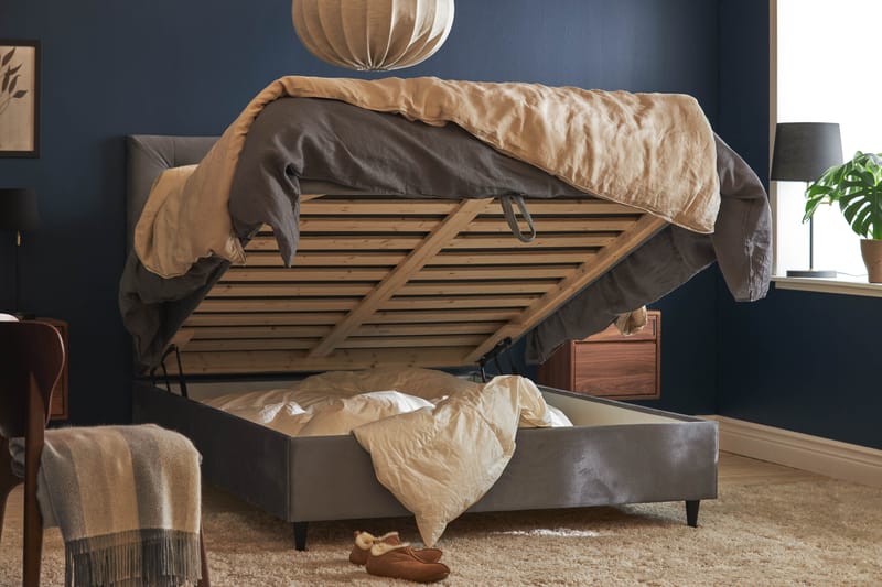 Happy Plus Sängpaket Förvaringssäng 140x200 cm  - Grå - Komplett sängpaket - Sängar med förvaring