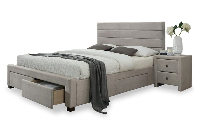 Kayleon Förvaringssäng 160x200 - Beige/Valnöt - Möbler - Säng - Sängar med förvaring