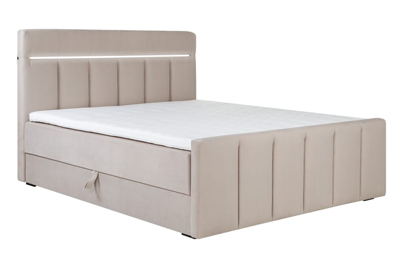 Lysekil Säng med Förvaring 180x200 LED - Beige - Möbler - Säng - Sängar med förvaring