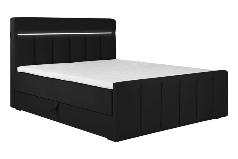 Lysekil Sängpaket Förvaringssäng 180x200 LED - Mörkgrå - Komplett sängpaket - Sängar med förvaring