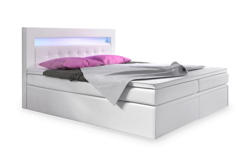 Modena Sängpaket 140x200 medFörvaring LED-belysning - Vit - Komplett sängpaket - Sängar med förvaring - Dubbelsäng