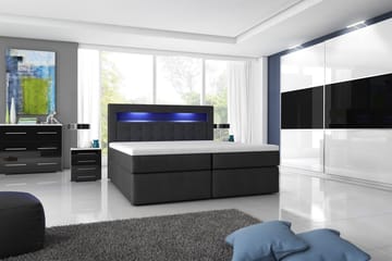 Modena Sängpaket 180x200 medFörvaring LED-belysning - Svart - Möbler - Säng - Sängar med förvaring