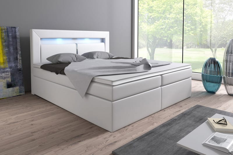 Modena Sängpaket 180x200 medFörvaring LED-belysning - Vit - Möbler - Säng - Sängar med förvaring