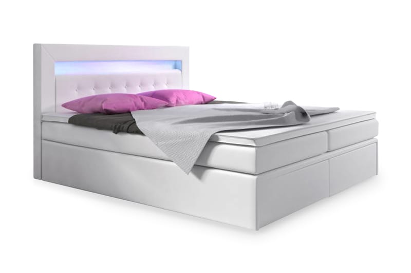 Modena Sängpaket 180x200 medFörvaring LED-belysning - Vit - Möbler - Säng - Sängar med förvaring