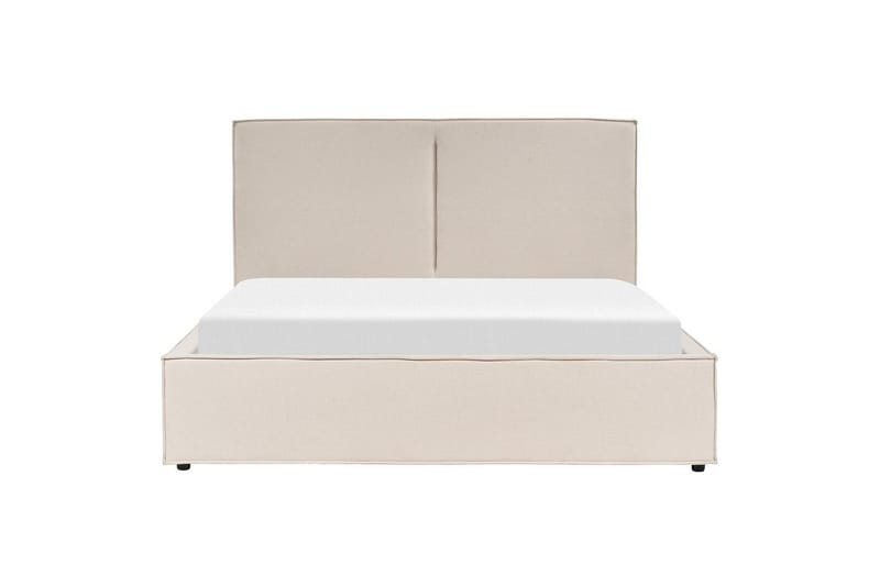 Moissac Dubbelsäng med Förvaring i Tyg med Sänggavel och Metallram - Beige - Möbler - Säng - Sängar med förvaring