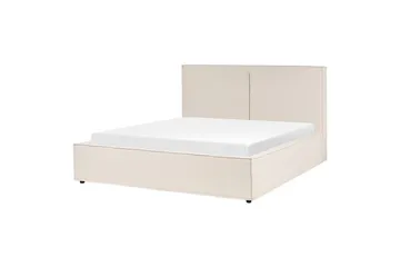 Moissac Dubbelsäng med Förvaring i Tyg med Sänggavel och Metallram - Beige - Möbler - Säng - Sängar med förvaring
