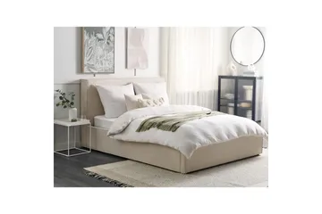Moissac Dubbelsäng med Förvaring i Tyg med Sänggavel och Metallram - Beige - Möbler - Säng - Sängar med förvaring