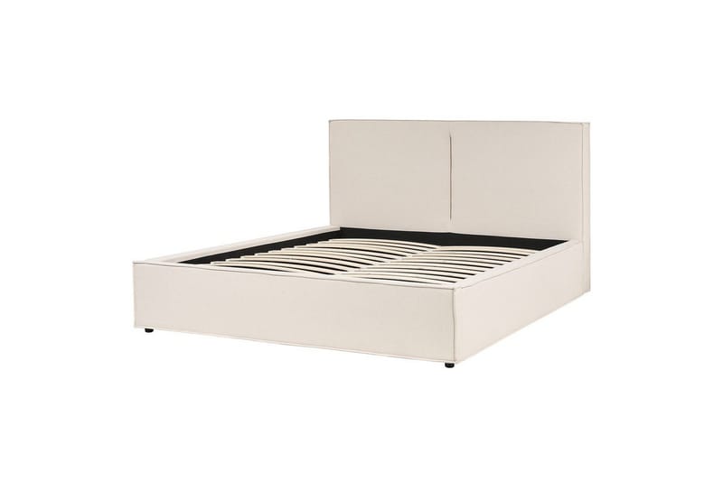 Moissac Dubbelsäng med Förvaring i Tyg med Sänggavel och Metallram - Beige - Möbler - Säng - Sängar med förvaring