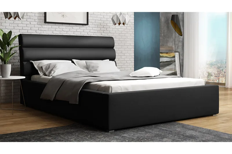 Moon Förvaringssäng 223x160x100 cm - Svart/Grå - Möbler - Säng - Sängar med förvaring