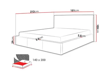 Nieres Förvaringssäng 140x200cm LED-belysning - Grå - Möbler - Säng - Sängar med förvaring