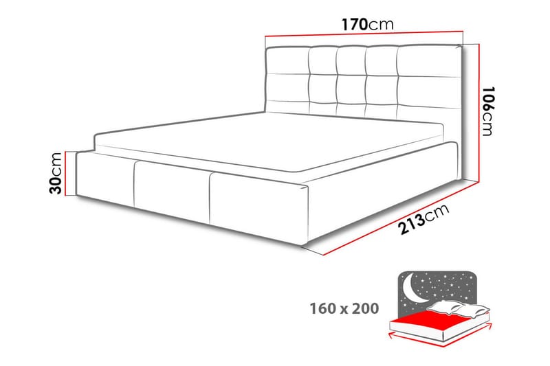 Nieres Förvaringssäng 160x200cm LED-belysning - Mörkgrå - Sängar med förvaring - Dubbelsäng med förvaring - Dubbelsäng