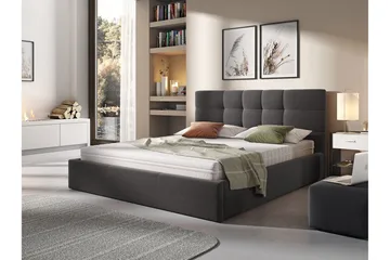 Nieres Förvaringssäng 160x200cm LED-belysning - Mörkgrå - Möbler - Säng - Sängar med förvaring