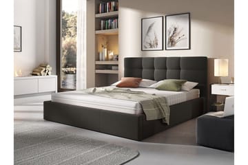 Nieres Komplett Sängpaket 160x200 cm i Tyg med Förvaring och Sänggavel + Bäddmadrass - Antracit - Möbler - Säng - Sängar med förvaring