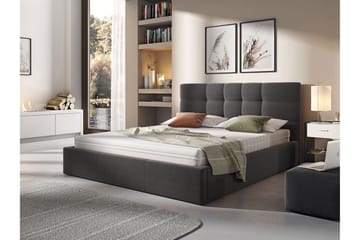 Nieres Sängpaket 160x200 cm i Tyg med Förvaring, Sänggavel + Bäddmadrass - Grå - Möbler - Säng - Sängar med förvaring