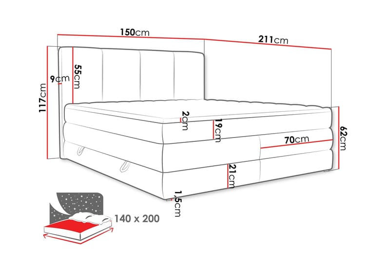 Pinta Förvaringssäng 140x200 cm - Gul - Möbler - Säng - Sängar med förvaring