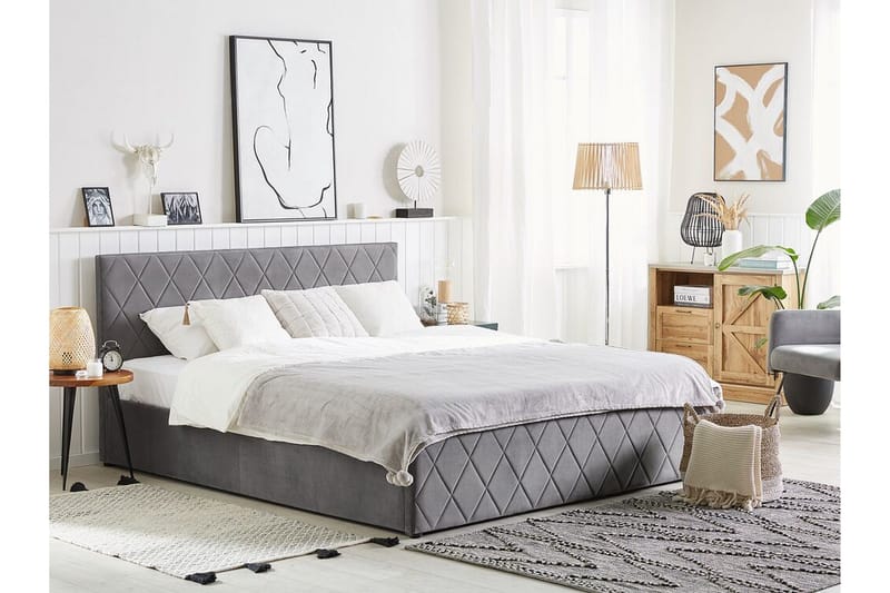 Rochefort Förvaringssäng 160x200 cm - Sammet/Grå - Möbler - Säng - Sängar med förvaring