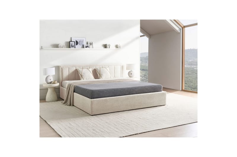 Säng med förvaring Montlaur Beige, 180x200 cm - Beige, 180x200 cm - Möbler - Säng - Sängar med förvaring