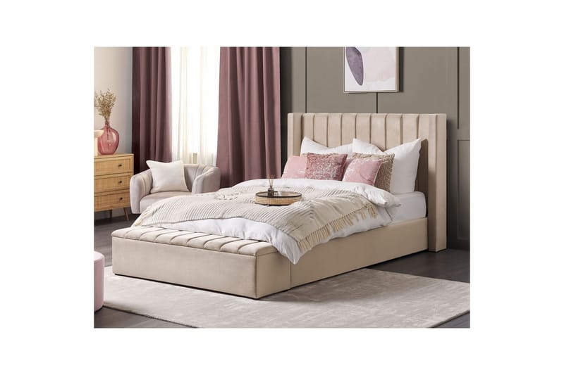 Säng med förvaringsbänk Noyers Beige, 160x200 cm - Beige, 160x200 cm - Möbler - Säng - Sängar med förvaring