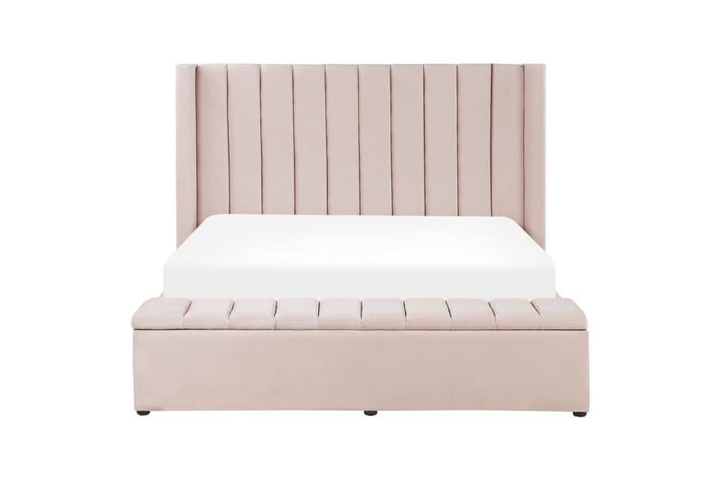 Säng med förvaringsbänk Noyers Rosa, 160x200 cm - Rosa, 160x200 cm - Möbler - Säng - Familjesäng