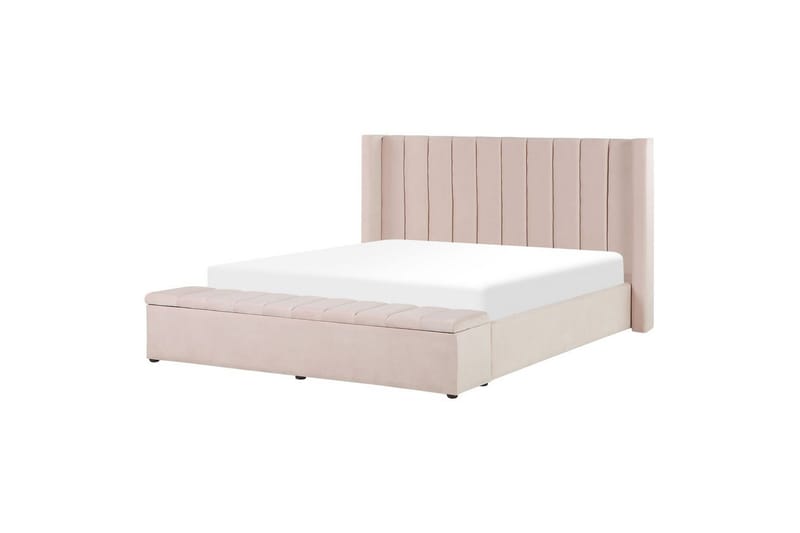 Säng med förvaringsbänk Noyers Rosa, 160x200 cm - Rosa, 160x200 cm - Möbler - Säng - Familjesäng