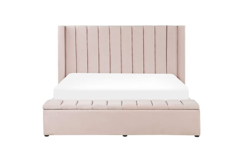 Säng med förvaringsbänk Noyers Rosa, 180x200 cm - Rosa, 180x200 cm - Möbler - Säng - Familjesäng