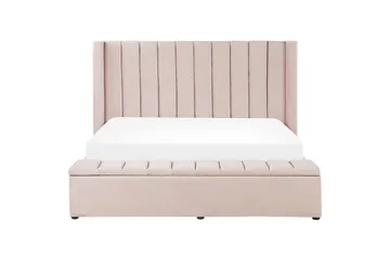 Säng med förvaringsbänk Noyers Rosa, 180x200 cm - Rosa, 180x200 cm - Möbler - Säng - Familjesäng