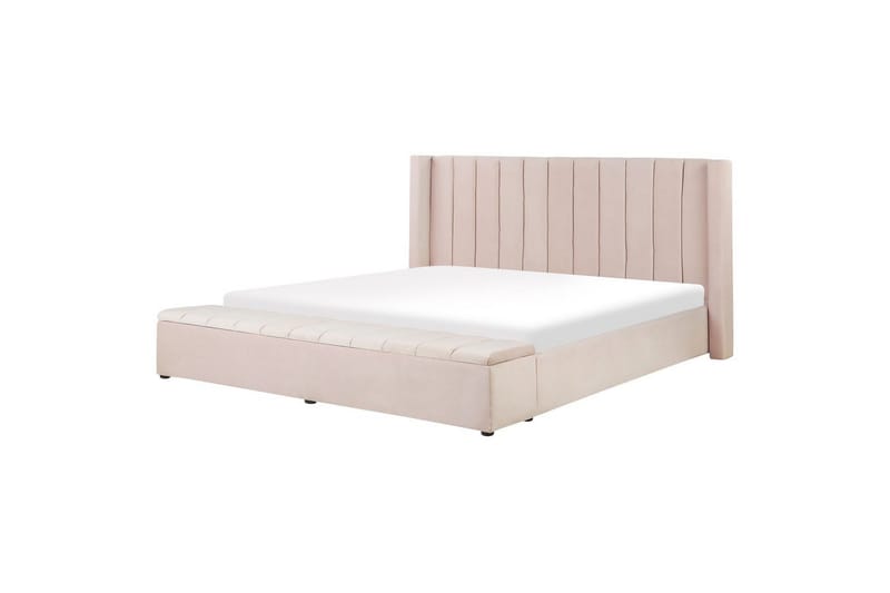 Säng med förvaringsbänk Noyers Rosa, 180x200 cm - Rosa, 180x200 cm - Möbler - Säng - Familjesäng