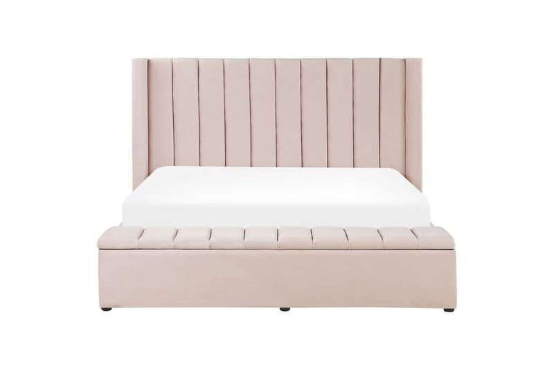 Säng med förvaringsbänk Noyers Rosa, 180x200 cm - Rosa, 180x200 cm - Möbler - Säng - Familjesäng