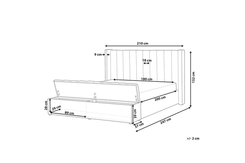 Säng med förvaringsbänk Noyers Svart, 180x200 cm - Svart, 180x200 cm - Möbler - Säng - Familjesäng