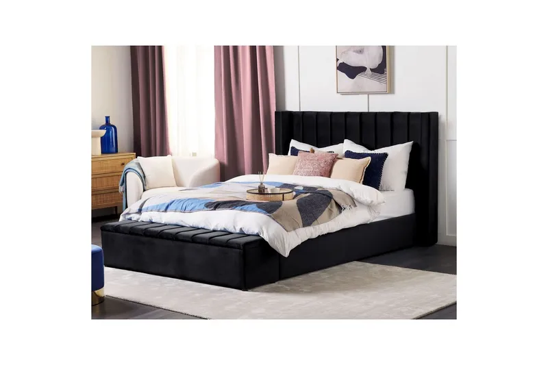 Säng med förvaringsbänk Noyers Svart, 180x200 cm - Svart, 180x200 cm - Möbler - Säng - Familjesäng