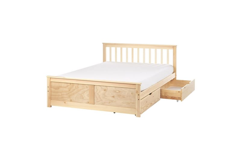 Säng med förvaringslådor Olendon Ljus trä, 140x200 cm, 2, Ljus trä, 140x200 cm, 2