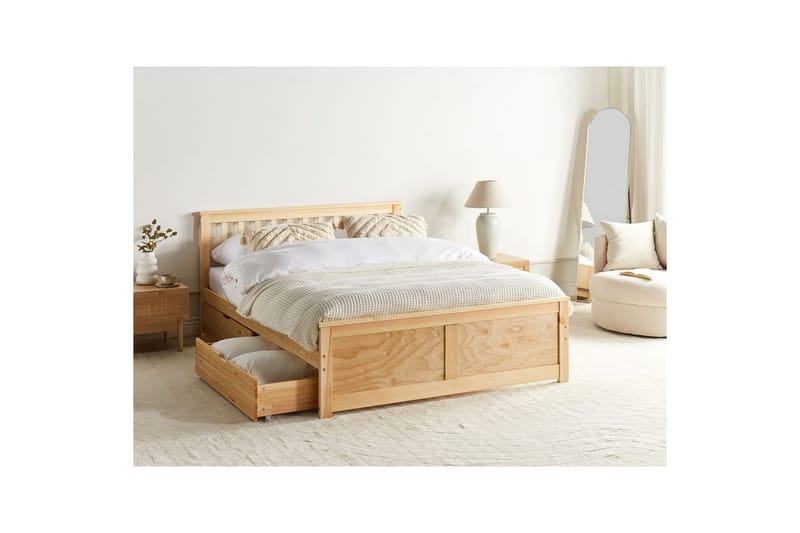 Säng med förvaringslådor Olendon Ljus trä, 140x200 cm, 2 - Ljus trä, 140x200 cm, 2 - Möbler - Säng - Sängar med förvaring